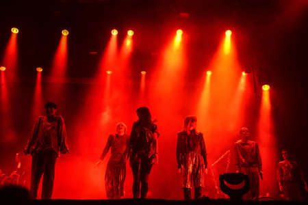 BARCELONA - MAY 24, 2013 - Swedish electronic music duo The Knife performs at Primavera Sound 2013 Festival on May 24, 2013 in Barcelona, Spain.のeditorial素材