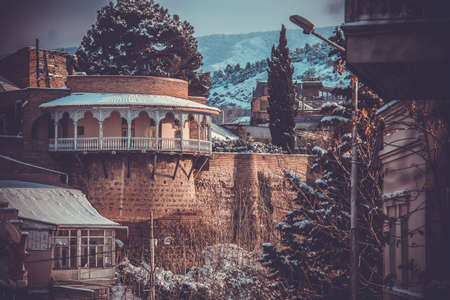 Winter view of Old town in Tbilisi, Georgiaの写真素材