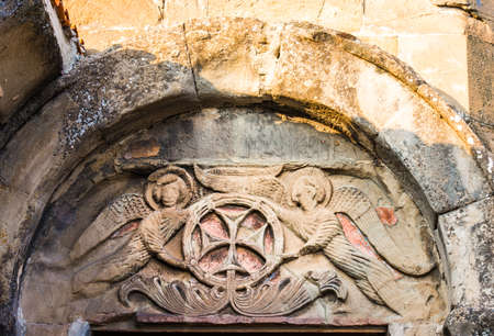 Decorative elements in georgian orthodox monastery Jvari near Mtskheta, Georgia