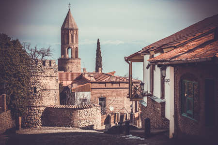 View to Sighnaghi (Signagi) old town in Kakheti region, Georgiaの写真素材