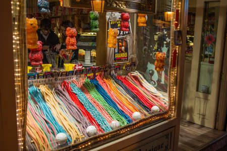 MADRID, SPAIN - MARCH 12: Window oÐ° old spanish candy shop in March 12, 2014 in Madrid, Spain. It is old centre of capital cityのeditorial素材