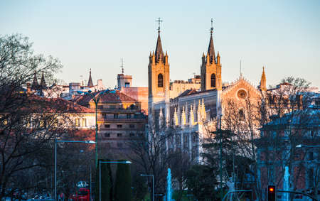 MADRID, SPAIN - MARCH 12: San Jeronimo Real Church near Prado Museum at sunset in March 12, 2014 in Madrid, Spain.のeditorial素材
