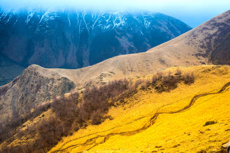 Spring in Caucasus mountains near mount Kazbek (Kazbegi), Georgia