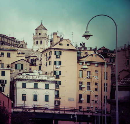 Old buildings in Genoa, Italy. Toned pictureの写真素材