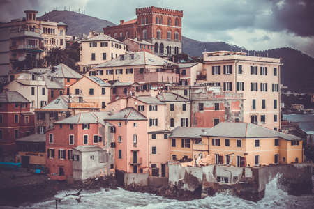 Boccadasse, a picturesque quarter of Genoa, Italy. Toned pictureの写真素材