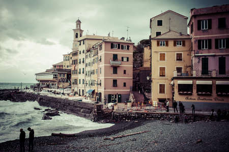Boccadasse, a picturesque sailor quarter of Genoa, Italy. のeditorial素材