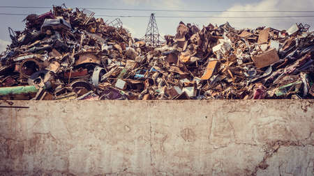 Huge pile of scrap metal junk garbage. Toned pictureの写真素材