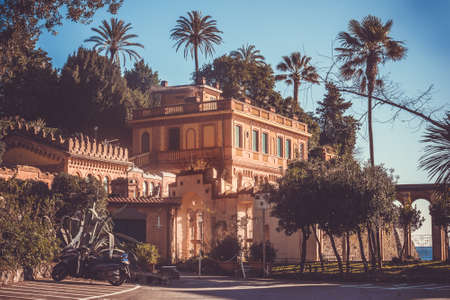 Luxury historical villa in Rapallo, Italy. Toned pictureのeditorial素材