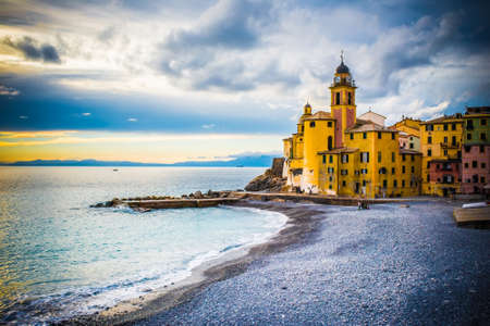 Camogli is a little village in Liguria on the Mediterranean seaの写真素材