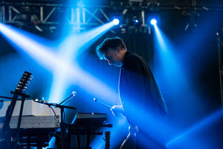 MOSCOW, RUSSIA - JUNE 29, 2014 - Breton musician Yann Tiersen performing live at Park Live festival...
