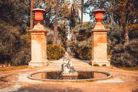 Sculpture in botanical garden in Palermo, Sicilyの写真素材