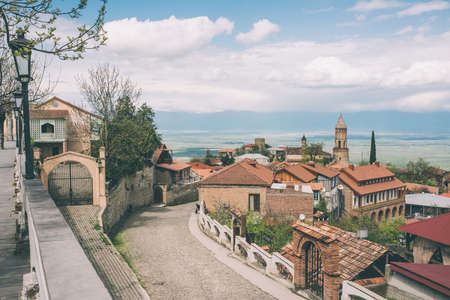 View to Sighnaghi (Signagi) old town in Kakheti region, Georgiaの写真素材