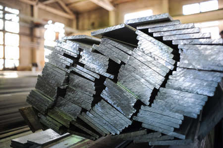 Stacked aluminum metal sheets.の写真素材