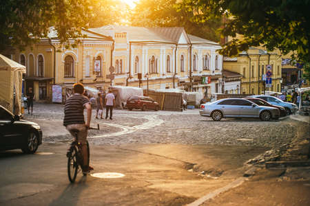 KIEV (KYIV), UKRAINE - MAY 26, 2015: TPeople walkin on Andrew's Descent in Kiev, Ukraine
