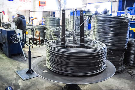 MOSCOW, RUSSIA - CIRCA APRIL, 2011: Rolls of fittings (armature) produced by Hrombur steel plant, based in Moscow, Russiaのeditorial素材
