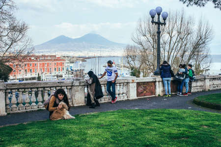 NAPLES, ITALY - MARCH 20, 2015: View on Vesuvius mount. Naples is the the third-largest city in Italy with about 1 million residentsのeditorial素材