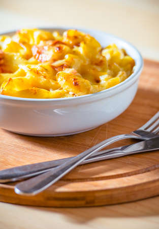 Macaroni with cheese and baconの写真素材