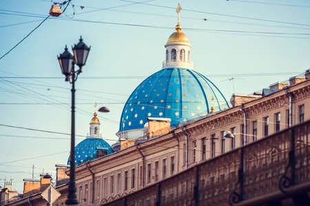 Domes of Trinity cathedral in Saint Petersburg, Russiaの写真素材