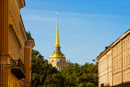 Tower of Admiralty Building in Saint Petersburg, Russiaの写真素材
