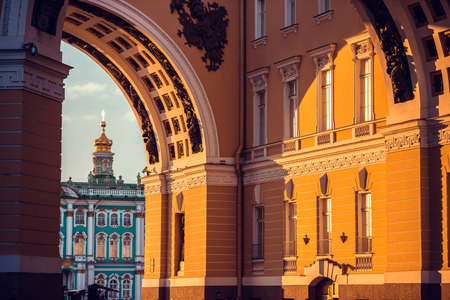 Winter Palace view through Senate Arch in Saint Petersburg, Russiaのeditorial素材