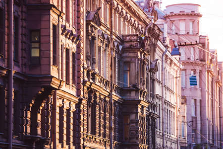 Old beautiful building in historical center of Saint Petersburg, Russiaの写真素材