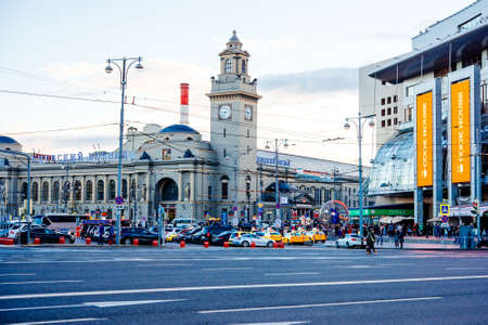 MOSCOW, RUSSIA - AUGUST 15, 2015: View of Kievsky railway station in Moscow, Russiaのeditorial素材