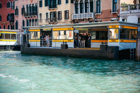 VENICE, ITALY - OCTOBER 12, 2015: View of Grand canal with vaporetto boats in Venice, Italyのeditorial素材