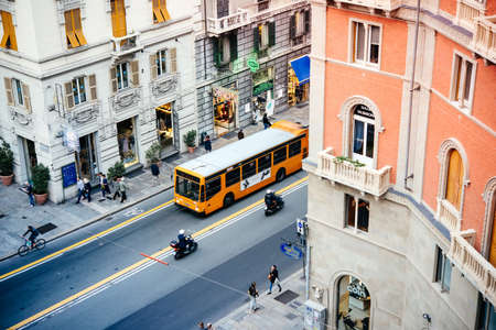 GENOA, ITALY - OCTOBER 8, 2015: Street view in the historic centre of Genoa, Italyのeditorial素材