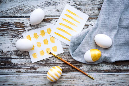 Modern painted easter eggsの写真素材