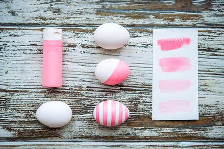 Modern painted easter eggsの写真素材