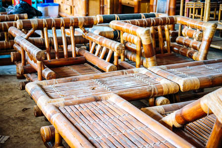 View of bamboo workshop where bamboo furniture is madeの写真素材
