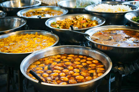 Different thai street food on sale at one of the markets at Koh Samui, Thailandの写真素材