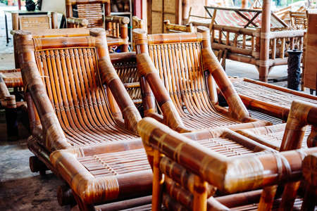 View of bamboo workshop where bamboo furniture is madeの写真素材