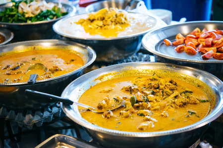Different thai street food on sale at one of the markets at Koh Samui, Thailand. Selective focusの写真素材