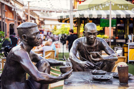 BANGKOK, THAILAND - MARCH 4, 2016: Monument to dining workers at Asiatique The Riverfront - one of the hipster clusters and lifestyle shopping zones of Bangkok, Thailand.のeditorial素材