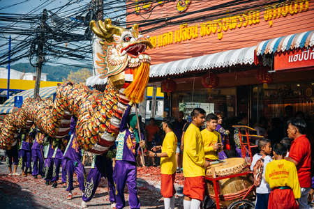 KOH SAMUI, THAILAND - MARCH 18, 2016: Celebration of Chinese New Year in one of the villages at Koh Samui, Thailand.のeditorial素材