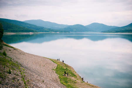 Sioni lake and reservoir in Georgia, Caucasusの写真素材