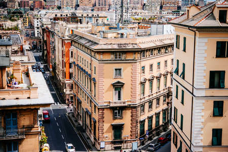 Buildings in the old city of Genoa in Liguria region, Italy.の写真素材