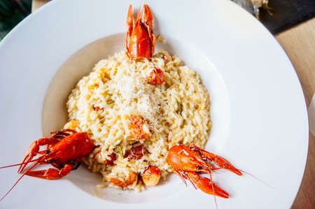 Crayfish or crawfish risottoの写真素材