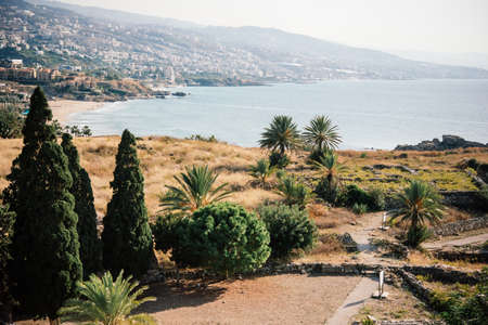 View of the sea in Byblos, Lebanon.の写真素材