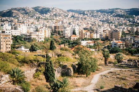 View of residential area of Byblos, Lebanon.の写真素材