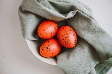 Modern painted easter eggsの写真素材