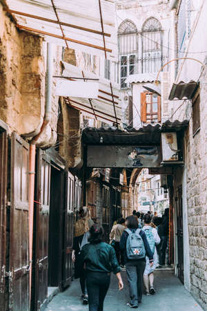 View of the streets of old town of Tripoli, Lebanon.の写真素材