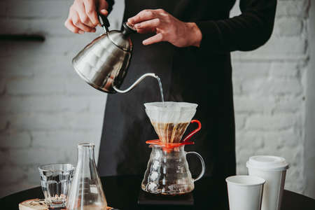 Making pour-over coffee with a hario V60 dripper