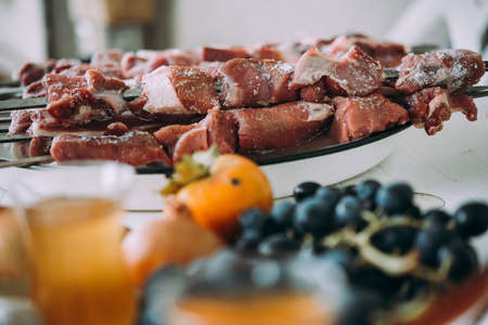Preparing classic style barbecue in a countryside.の写真素材