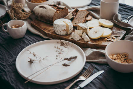 A table served for celebration or wine party.の写真素材