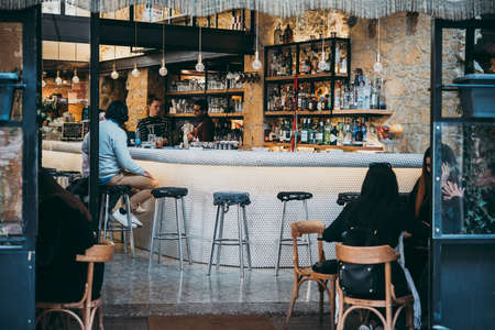 NICOSIA, CYPRUS - 18 MARCH, 2017: One of the bars in Nicosia, Cyprus.のeditorial素材