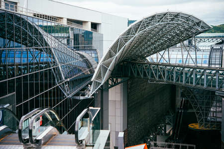 View of Kyoto central station in Kyoto, Japan.のeditorial素材
