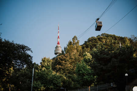 Evening view of TV Tower in Seoul, South Korea.のeditorial素材