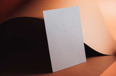 Stylish white blank paper mockup on a colorful background. Document and presentation stationery...